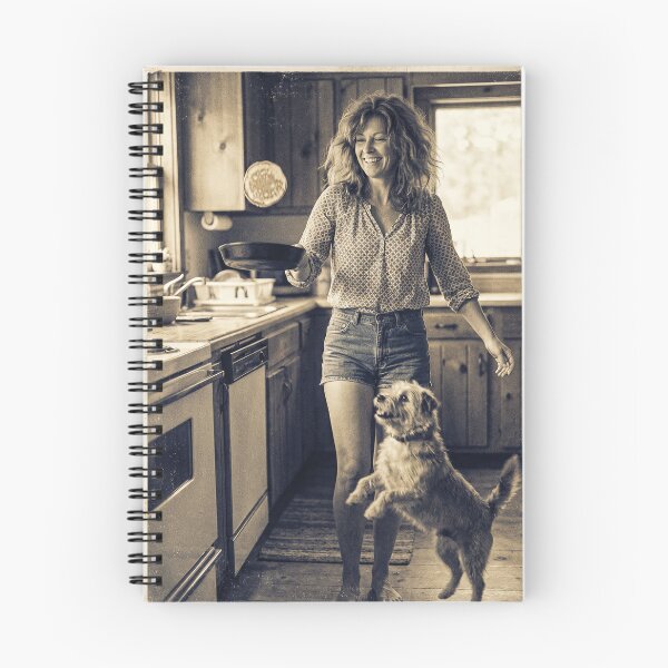 Item preview, Vintage 70s Woman Flipping Pancake Cast Iron Skillet Dog Kitchen Photo designed and sold by KiwiRider.