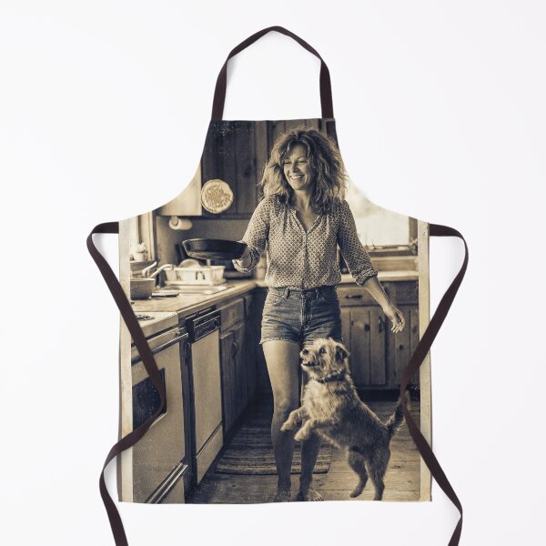 Item preview, Vintage 70s Woman Flipping Pancake Cast Iron Skillet Dog Kitchen Photo designed and sold by KiwiRider.