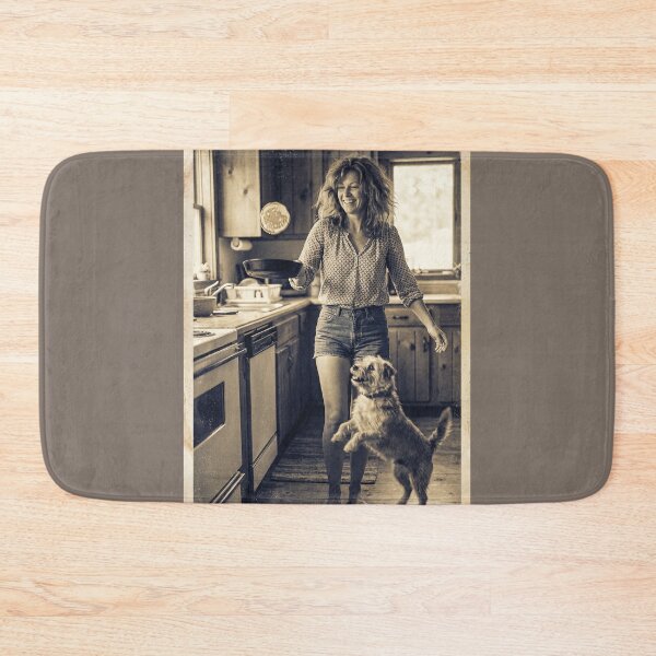 Item preview, Vintage 70s Woman Flipping Pancake Cast Iron Skillet Dog Kitchen Photo designed and sold by KiwiRider.