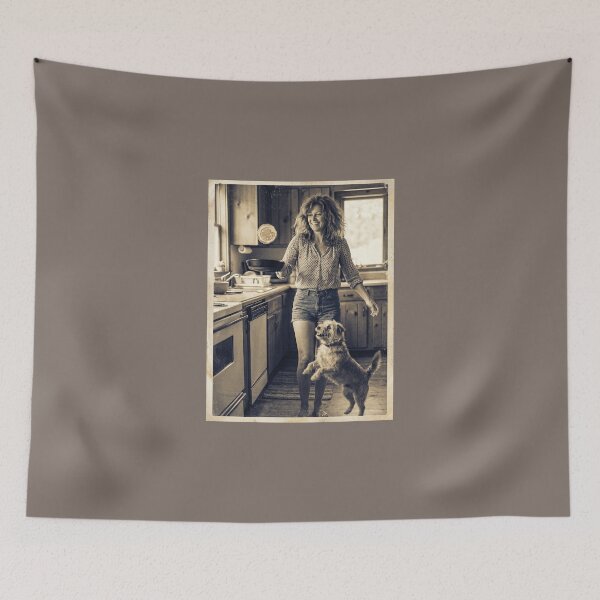 Item preview, Vintage 70s Woman Flipping Pancake Cast Iron Skillet Dog Kitchen Photo designed and sold by KiwiRider.