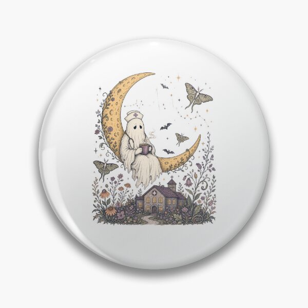 Item preview, Funny Nurse Folk Art Moonlight Shift Celestial Ghost Halloween  designed and sold by ice-apparel.