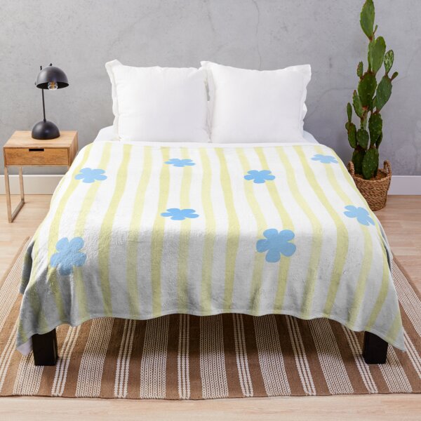 Item preview, Cute blue flowers and yellow stripes pattern designed and sold by HANI'SWORLD.