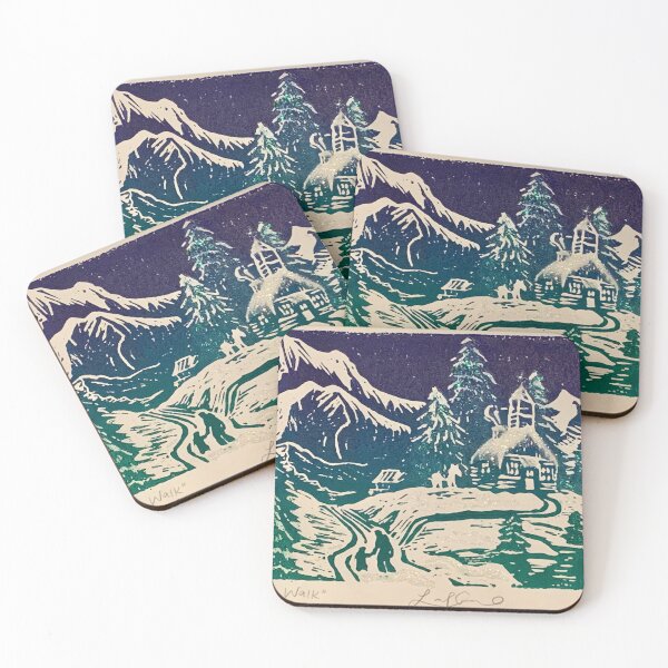 Item preview, “A Winter’s Walk” Rubber Block Print designed and sold by LauraJToal.