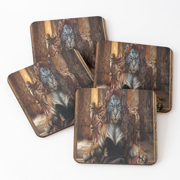 Item preview, Majestic Tiger Queen Portrait Dark Fantasy Art Print designed and sold by AfresStudio.