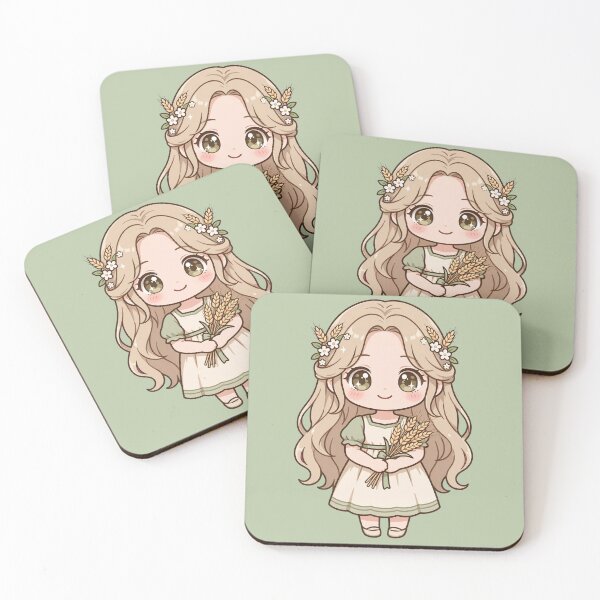 Item preview, Cute Virgo Zodiac Girl – Cottagecore Chibi Maiden designed and sold by Alcyone-Blue.