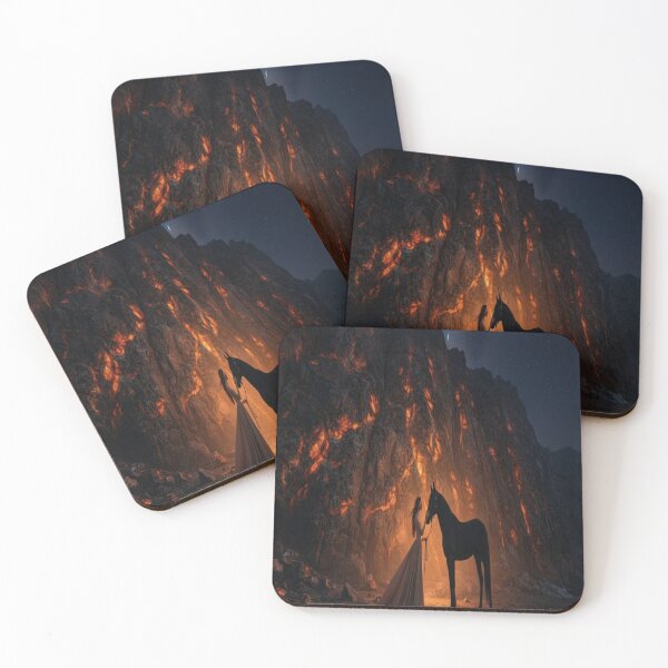 Item preview, Woman and Horse by Fiery Canyon Dark Fantasy Art Print designed and sold by AfresStudio.