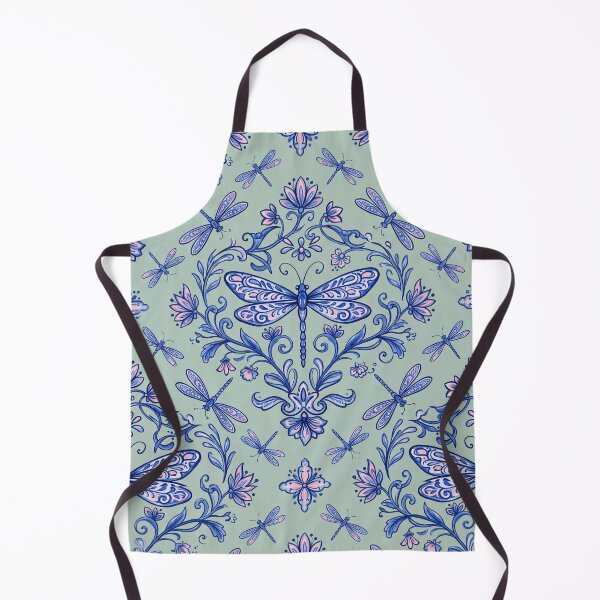 Item preview, Dragonfly Tile Pattern Blue Vintage Botanical Art designed and sold by 21 Dragonflies.