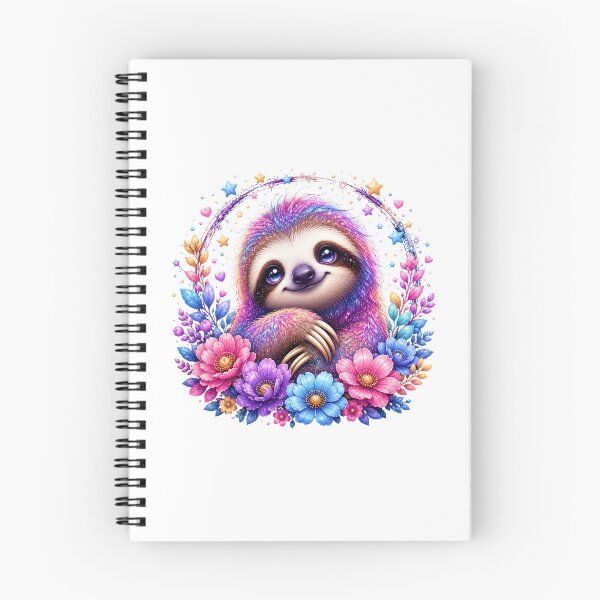 Item preview, Magical Rainbow Sloth with Flowers designed and sold by MySthore.