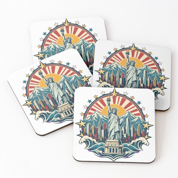 Item preview, Retro New York Statue of Liberty Badge — Light Version designed and sold by TheOddPrints.