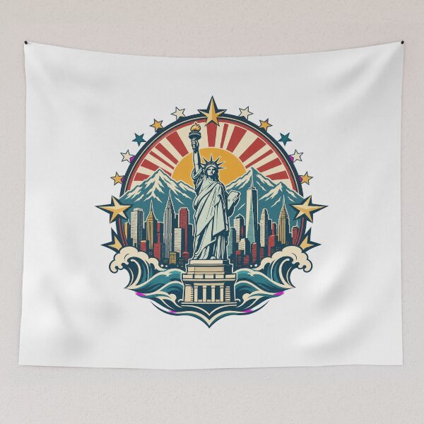 Item preview, Retro New York Statue of Liberty Badge — Light Version designed and sold by TheOddPrints.