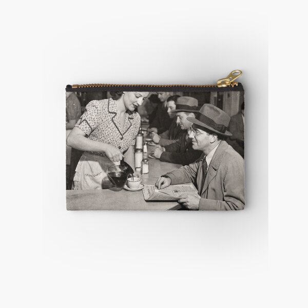 Item preview, Vintage 1940s American Diner Waitress Serving Coffee Black And White Photo designed and sold by KiwiRider.