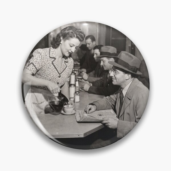 Item preview, Vintage 1940s American Diner Waitress Serving Coffee Black And White Photo designed and sold by KiwiRider.