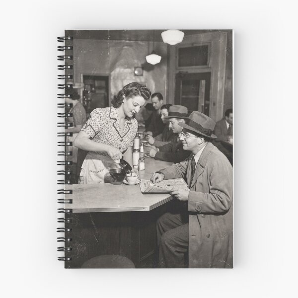 Item preview, Vintage 1940s American Diner Waitress Serving Coffee Black And White Photo designed and sold by KiwiRider.