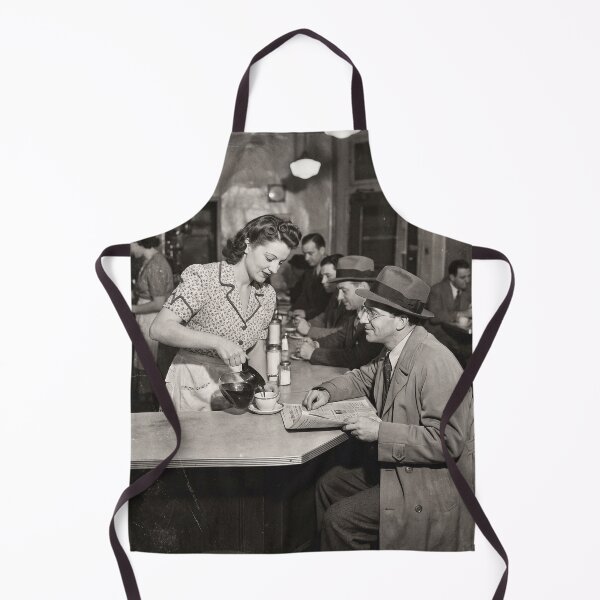 Item preview, Vintage 1940s American Diner Waitress Serving Coffee Black And White Photo designed and sold by KiwiRider.
