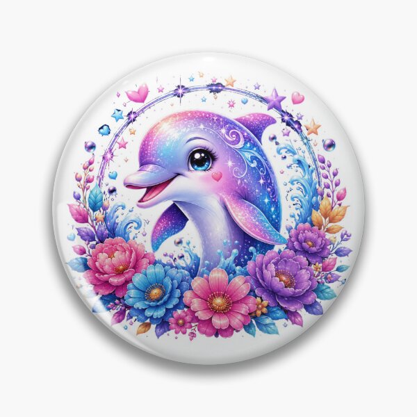 Item preview, Magical Rainbow Dolphin with Flowers and Cosmic Stars designed and sold by MySthore.