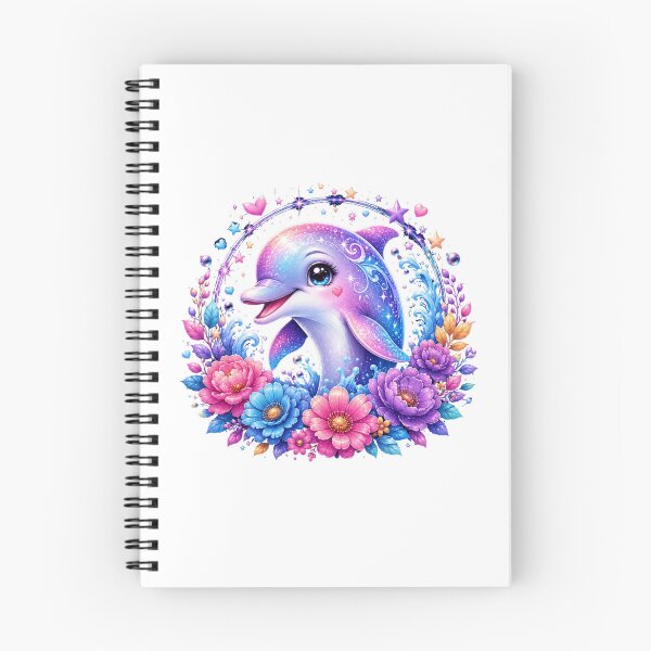 Item preview, Magical Rainbow Dolphin with Flowers and Cosmic Stars designed and sold by MySthore.