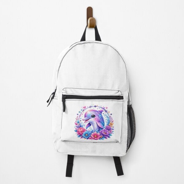 Item preview, Magical Rainbow Dolphin with Flowers and Cosmic Stars designed and sold by MySthore.