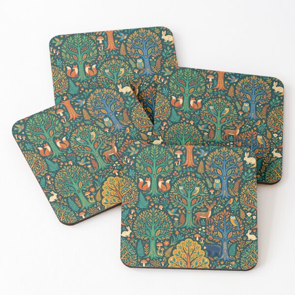 Item preview, Midnight Forest Owls Pattern Dark Blue & Green designed and sold by 21 Dragonflies.