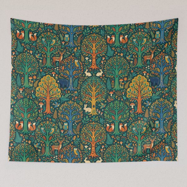 Item preview, Midnight Forest Owls Pattern Dark Blue & Green designed and sold by 21 Dragonflies.
