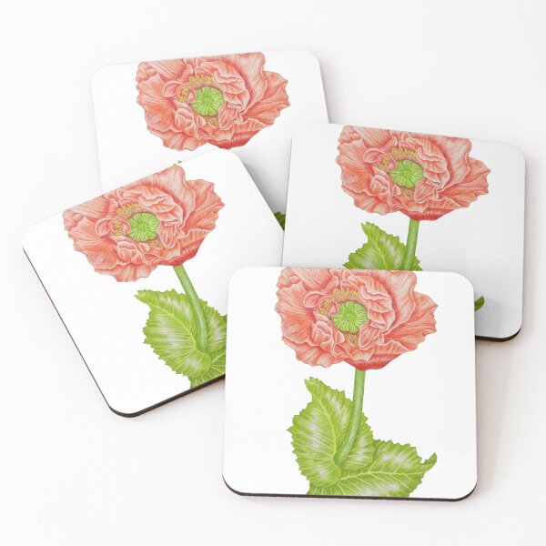 Item preview, Vintage Coral red Poppy Flower Botanical Drawing designed and sold by calmcolourprint.