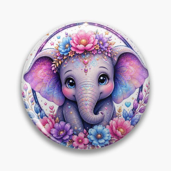 Item preview, Magical Rainbow Elephant with Floral Crown and Stars designed and sold by MySthore.