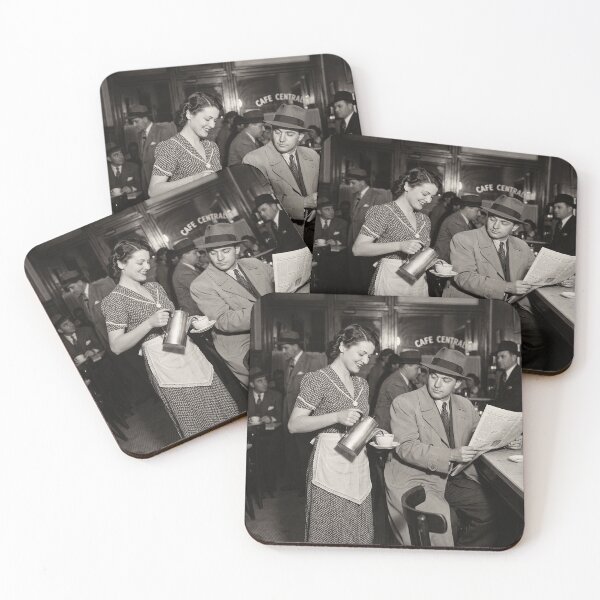 Item preview, Vintage Cafe Central 1940s Morning Coffee Breakfast Black And White Photo designed and sold by KiwiRider.
