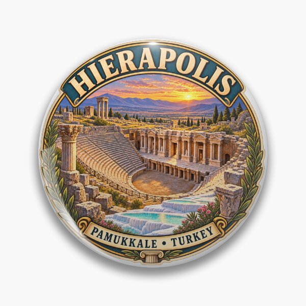Item preview, Hierapolis Ancient City Vintage Travel Badge | Pamukkale Turkey Archaeology Sticker designed and sold by DreamPaw Studio.