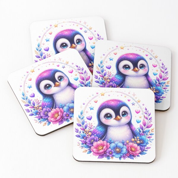 Item preview, Cute Rainbow Penguin with Magical Flowers designed and sold by MySthore.