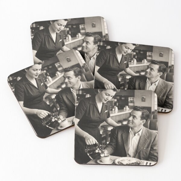 Item preview, Vintage 1950s Diner American Breakfast Waitress Pouring Coffee Photo designed and sold by KiwiRider.
