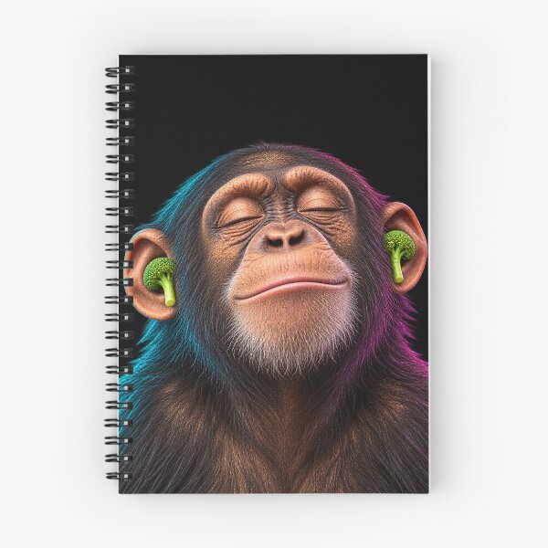 Item preview, Chimpanzee Listening to Music with Broccoli Earbuds designed and sold by libanmax.