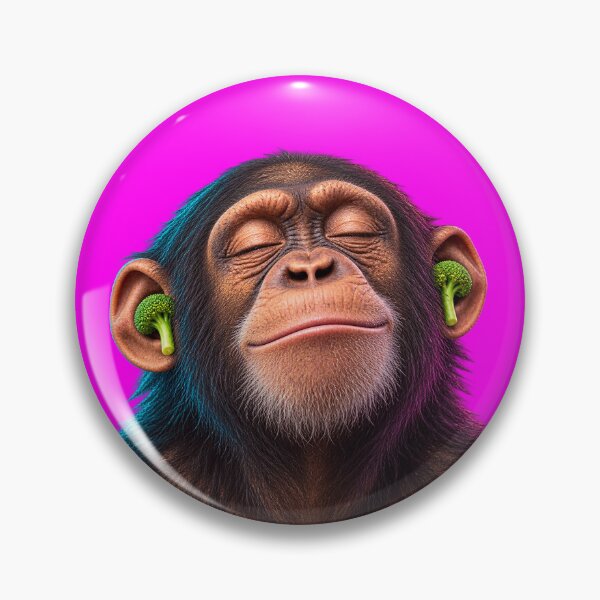 Item preview, Chimpanzee Listening to Music with Broccoli Earbuds designed and sold by libanmax.