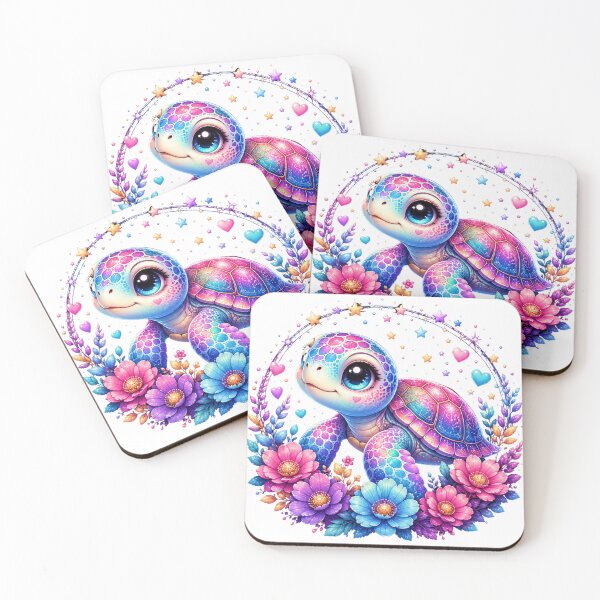 Item preview, Magical Rainbow Sea Turtle with Flowers and Cosmic Stars designed and sold by MySthore.