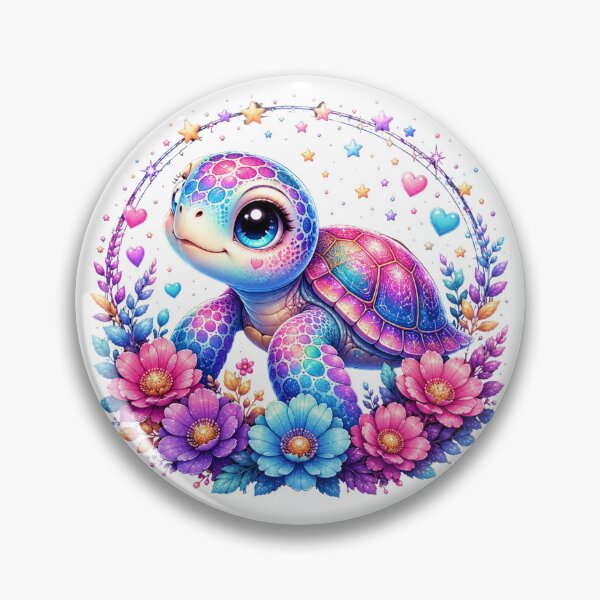 Item preview, Magical Rainbow Sea Turtle with Flowers and Cosmic Stars designed and sold by MySthore.