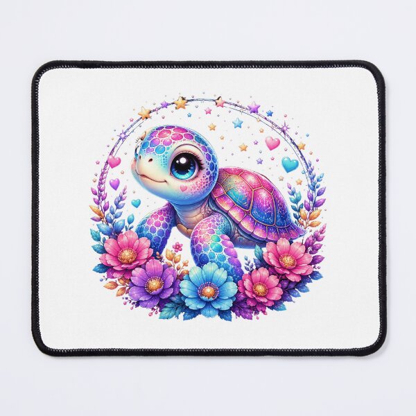 Item preview, Magical Rainbow Sea Turtle with Flowers and Cosmic Stars designed and sold by MySthore.