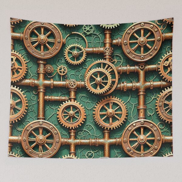 Item preview, Gears and Pipes Steampunk Mechanical designed and sold by Retro Art Factory.