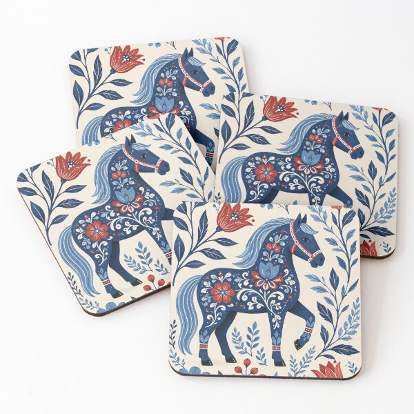 Item preview, Swedish Dala Horses Blue, Funny Dala Horses  designed and sold by Owneysweet.