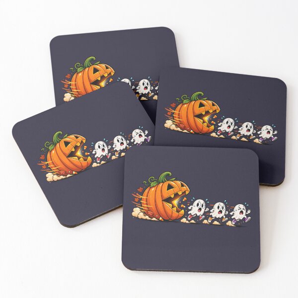 Aperçu de l'œuvre Funny Pumpkin Eating Ghosts Halloween Gamer Design créée et vendue par waikibi ⭐⭐⭐⭐.