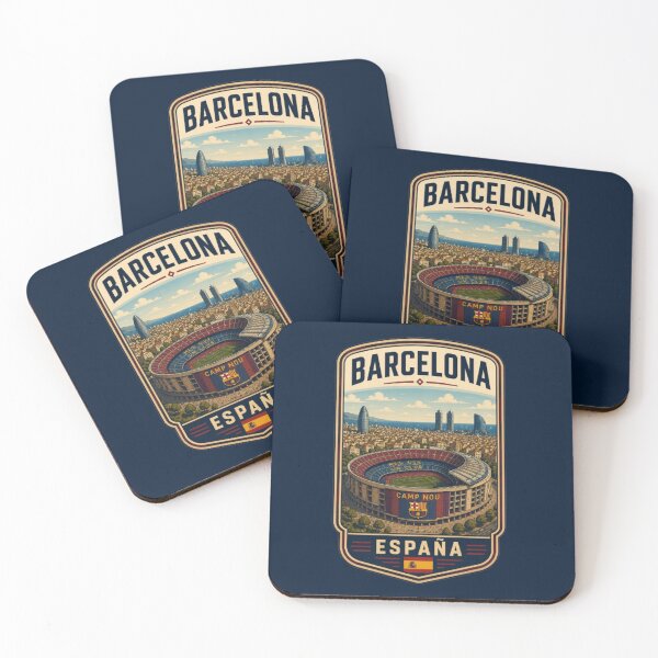 Item preview, Camp Nou Barcelona Spain Stadium Soccer Travel Poster Vintage Retro Badge Design designed and sold by Travel Souvenirs 30.
