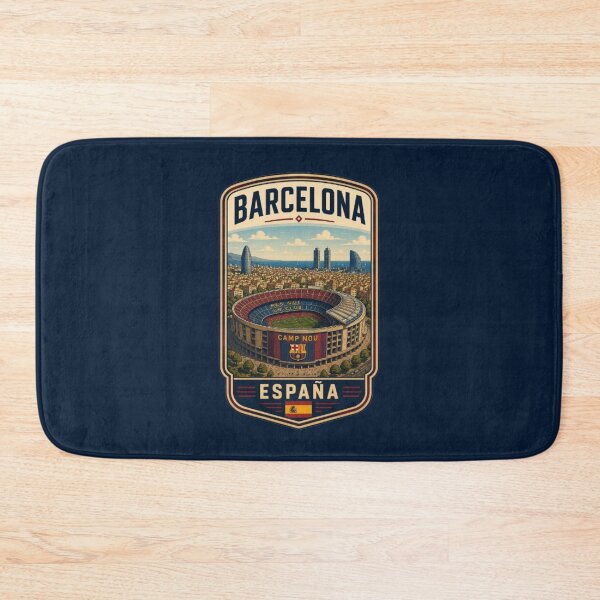 Item preview, Camp Nou Barcelona Spain Stadium Soccer Travel Poster Vintage Retro Badge Design designed and sold by Travel Souvenirs 30.