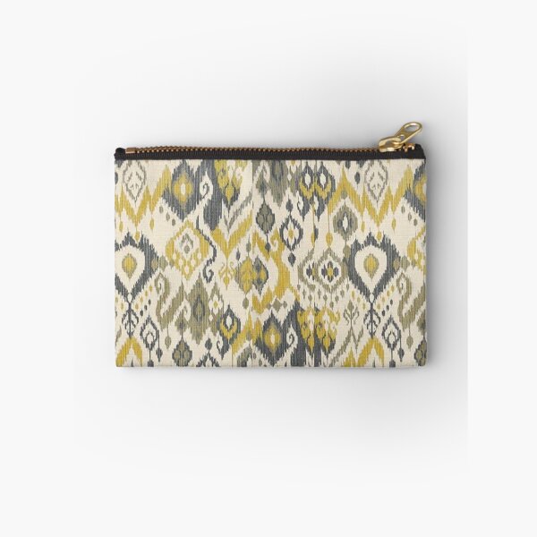 Item preview, Mustard Gold & Charcoal Ikat Geometric Pattern | Boho Tribal Textile Design designed and sold by Kruti Collection.
