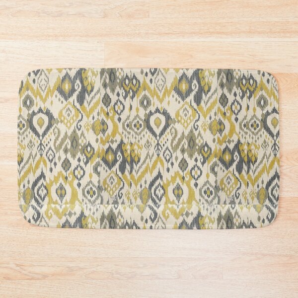 Item preview, Mustard Gold & Charcoal Ikat Geometric Pattern | Boho Tribal Textile Design designed and sold by Kruti Collection.