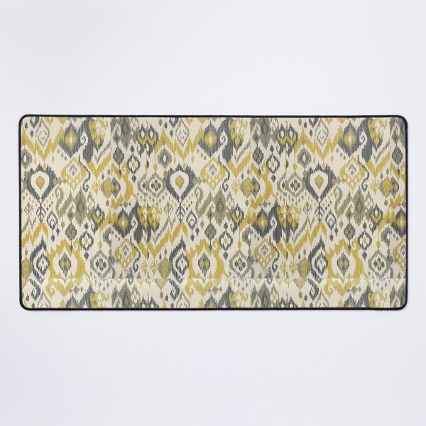 Item preview, Mustard Gold & Charcoal Ikat Geometric Pattern | Boho Tribal Textile Design designed and sold by Kruti Collection.