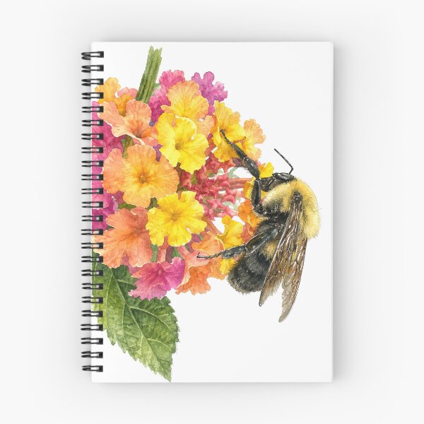 Item preview, Bumblebee on Lantana Watercolor Botanical Art designed and sold by Shew Gallery.