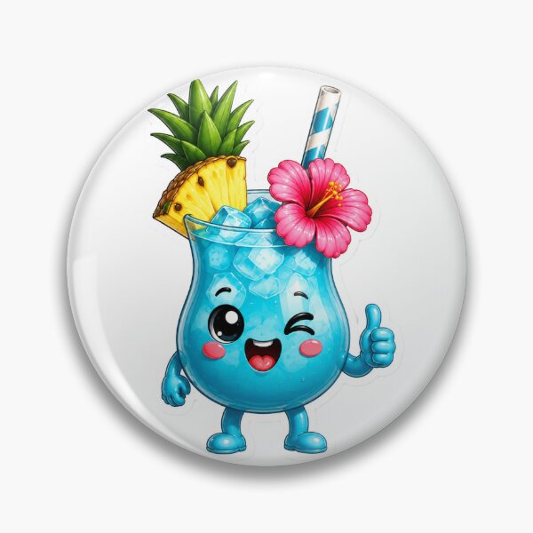 Item preview, Cute Kawaii Blue Tropical Cocktail Sticker 3D Funny Drink Pineapple Hibiscus Summer Beach Gift designed and sold by AstraDrip Studio.