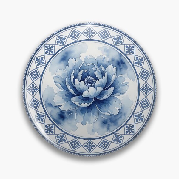Item preview, Traditional Spanish Azul Tile with a Flower designed and sold by HappyOops.