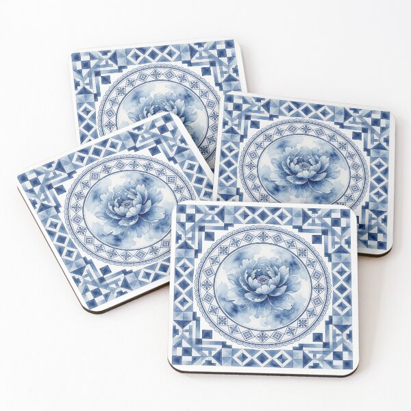 Item preview, Traditional Spanish Azul Tile with a Flower designed and sold by HappyOops.