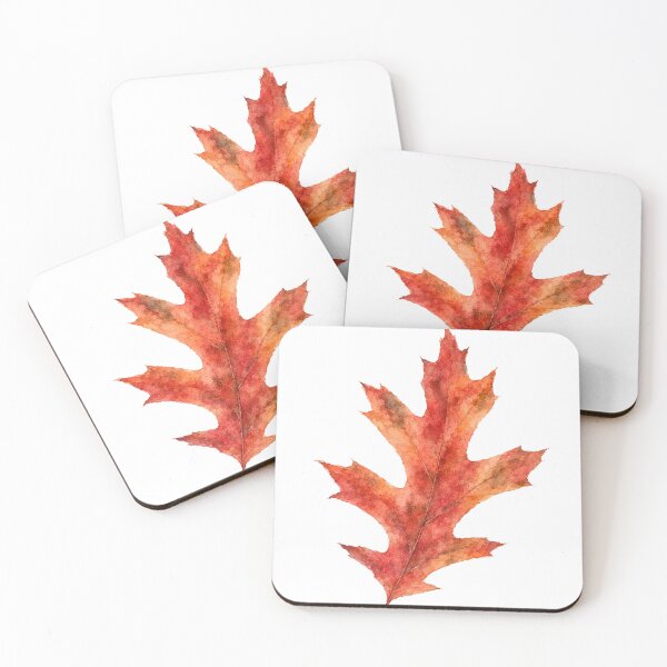 Item preview, Red Oak Leaf Watercolor Autumn Botanical Art designed and sold by Shew Gallery.