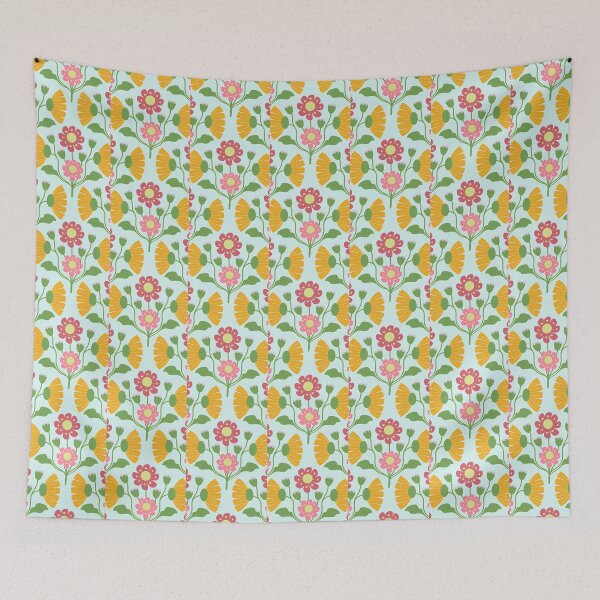 Item preview, Vintage 70s Symmetrical Retro Floral Seamless Pattern designed and sold by LuxocaDesigns24.