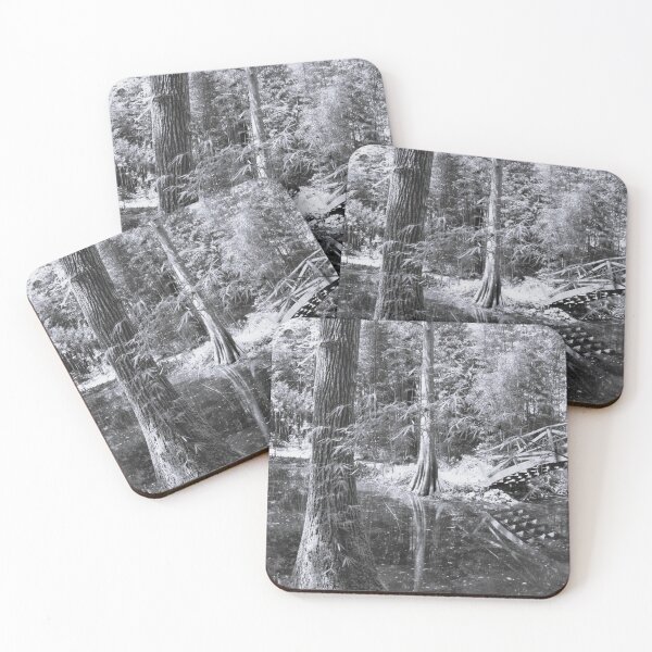 Item preview, Two Little Red Bridges At Magnolia Plantation Gardens BW designed and sold by LisaWootenPhoto.