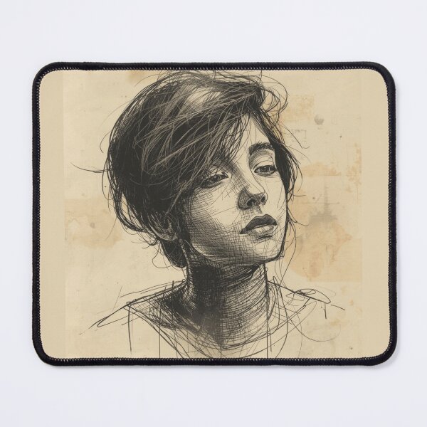 Item preview, Vintage Crosshatch Sketch Moody Goth Portrait designed and sold by ERODED SELF.